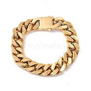 Ion Plating(IP) 304 Stainless Steel Curb Chains Bracelet for Women, Golden, 8-5/8 inch(22cm)(BJEW-E107-03G-02)