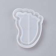 Shaker Mold, DIY Quicksand Jewelry Silicone Molds, Resin Casting Molds, For UV Resin, Epoxy Resin Jewelry Making, Foot, White, 62x47x8mm, Inner Size: 37x60mm(X-DIY-G007-14)