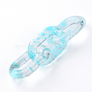 Transparent Acrylic Linking Rings, Quick Link Connectors, for Cable Chains Making, Oval, Sky Blue, 31x19.5x5mm, Inner Diameter: 8x20mm(OACR-N009-013A-07)