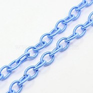 Cornflower Blue Color Handmade Silk Cable Chains Loop, Oval, 8~9x11~13x2mm, about 85cm/strand, 33.5 inch(X-EC-A001-23)