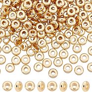 202 Stainless Steel Beads, Disc/Flat Round, Real 18K Gold Plated, 4x1.5mm, Hole: 1.5mm, 200pcs/box(STAS-UN0036-16B)