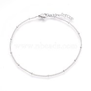 304 Stainless Steel Curb Chain Anklets, Stainless Steel Color, 9 inch(22.8cm), 1.4mm(AJEW-P069-05P)
