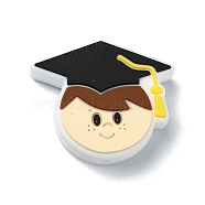 Graduation Theme Silicone Beads, DIY Nursing Necklaces Making, Human, 26x30x8mm, Hole: 2.5mm(SIL-G010-01D)