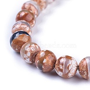 Tibetan Style Striped Pattern dZi Beads, Natural Agate, Dyed, Faceted, Round, 8mm, Hole: 1mm, about 47pcs/strand, 14.96 inch(X-TDZI-G002-8mm-10)