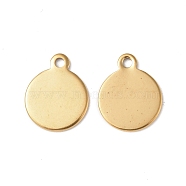 Ion Plating(IP) 304 Stainless Steel Charms, Flat Round Charm, Real 18K Gold Plated, 12.5x10x1mm, Hole: 1.4mm(STAS-C066-27G)