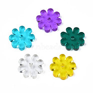 Transparent Acrylic Beads, Flower, Mixed Color, 14.5x14.5x2.5~3mm, Hole: 2mm(BACR-N001-013)