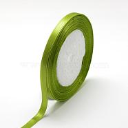 High Dense Single Face Satin Ribbon, Polyester Ribbons, Olive Drab, 1/4 inch(6~7mm), about 25yards/roll, 10rolls/group, about 250yards/group(228.6m/group)(SRIB-Q009-6mm-184)