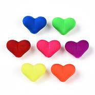 Spray Painted Acrylic Beads, Heart, Mixed Color, 11.5x15.5x8.5mm, Hole: 2mm, about 588pcs/500g(ACRP-N003-09)