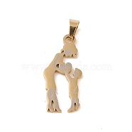 Mother's Day Ion Plating(IP) 304 Stainless Steel Pendants, Laser Cut, Mother and Son Charm, Real 18K Gold Plated, 32x14x1mm, Hole: 6x4mm(STAS-U002-10G)