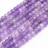 Natural Amethyst Beads Strands, Faceted, Round, 3mm, Hole: 0.5~0.6mm, about 127~135pcs/strand, 15.3~15.7 inch(39~40cm)(G-F460-50)