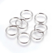 Tarnish Resistant 304 Stainless Steel Open Jump Rings, Stainless Steel Color, 15x1.3mm, Inner Diameter: 12mm, 500pcs/bag(STAS-P212-24P-04)