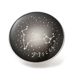 Twelve Constellation Creative Alloy Badges Constellation Brooches, Platinum, Pisces, 31mm(JEWB-S033-01P-L)