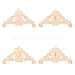 Olycraft Rubber Wood Carved Onlay Applique, Center Flower Long Applique, for Door Cabinet Bed Unpainted Decor European Style, BurlyWood, 8.5x8.5x0.7cm(AJEW-OC0001-48)