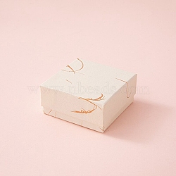 Square Cardboard Jewelry Gift Boxes with Sponge Inside, for Earrings Rings, PapayaWhip, 7.5x7.5x3.5cm(PW-WG333EE-04)