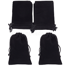 20Pcs Rectangle Velvet Drawstring Pouches, Candy Gift Bags Christmas Party Wedding Favors Bags, Black, 15x10cm(TP-BBC0001-03A-02)