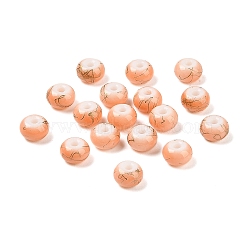 Opaque Spray Painted Glass Beads, Rondelle, Drawbench Style, Light Salmon, 8x5mm, Hole: 2mm, about 1041pcs/500g(GLAA-G118-01L)