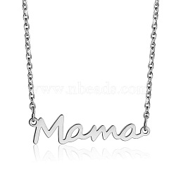 Simple Stainless Steel Mama Link Chain Necklaces for Mother's Day, Silver, show in picture(QW8429-7)