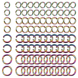 200Pcs 4 Styles Rainbow Color Stainless Steel Open Jump Rings, 3.5~6x0.6~0.8mm, 50pcs/style(STAS-SC0003-96)