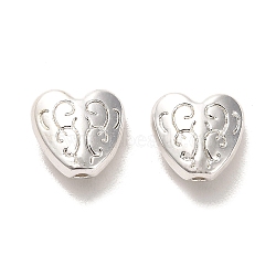 Alloy Beads, Long-Lasting Plated, Heart Charms, Silver, 10x10.5x5mm, Hole: 1.5mm(PALLOY-A006-16S)