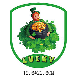 Saint Patrick's Day Theme PET Sublimation Stickers, Heat Transfer Film, Iron on Vinyls, for Clothes Decoration, Clover, 226x196mm(PW-WG82990-07)