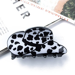 Hat with Cow Pattern PVC Plastic Claw Hair Clips, Hair Accessories for Women & Girls, Black, 41x82x39mm(PW-WG82604-01)