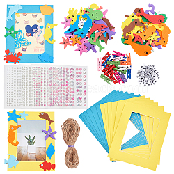 Fingerinspire DIY Ocean Theme Photo Frame, Including Paper Mat Boatd, Jute Cord, Plastic Wiggle Googly Eyes Cabochons, Foam & Acrylic Sticker, Natural Wooden Craft Pegs Clips, EVA Sheet Foam Paper Sets, Mixed Color, Boatd: 115x78mm, 20 Sheets/bag(DIY-FG0002-95)