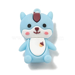 PVC 3D Plastic Pendants, for Key Chain Bag Hanging Ornaments, Dog, Light Blue, 48x32x19mm, Hole: 2mm(PVC-L002-06B)