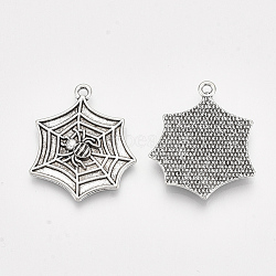 Tibetan Style Alloy Pendants, Cadmium Free & Lead Free,, Spider Web, Antique Silver, 27x23x3mm, Hole: 1.5mm, about 425pcs/1000g(TIBE-S314-62AS-LF)