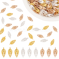 240Pcs 3 Colors Alloy Pendants, Leaf, Mixed Color, 13x5.5x2.5mm, Hole: 1.2mm, 80pcs/color(FIND-AR0003-53)