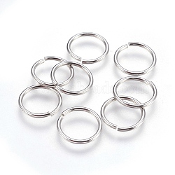 Tarnish Resistant 304 Stainless Steel Open Jump Rings, Stainless Steel Color, 15x1.3mm, Inner Diameter: 12mm, 500pcs/bag(STAS-P212-24P-04)