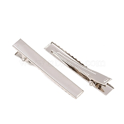 Iron Hair Accessories Findings, Alligator Hair Clip Findings, Platinum, 56x8mm(X-MAK-R001-11)