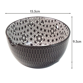 Round Handmade Porcelain Yarn Bowl Holder, Knitting Wool Storage Basket with Holes to Prevent Slipping, Black, 15.5x9.5cm