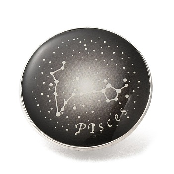 Twelve Constellation Creative Alloy Badges Constellation Brooches, Platinum, Pisces, 31mm