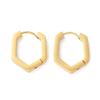 Ion Plating(IP) 304 Stainless Steel Hexagon Hoop Earring for Women, Golden, 19x16x3mm, Pin: 1mm