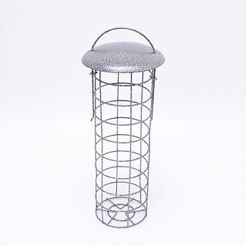 Iron Bird Hanging Feeder, Outdoor Bird Feeder, Garden Waterproof Decoration Container, Antique Silver, 265x99mm