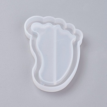 Shaker Mold, DIY Quicksand Jewelry Silicone Molds, Resin Casting Molds, For UV Resin, Epoxy Resin Jewelry Making, Foot, White, 62x47x8mm, Inner Size: 37x60mm