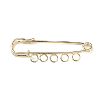 Iron Brooch Findings, 5-Holes Kilt Pins for Lapel Pins Makings, Light Gold, 49x16.5x4.5mm, Hole: 3.5mm
