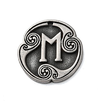 Rune Letters Alloy Pendants, Round, Antique Silver, 25x3mm, Hole: 1.6mm