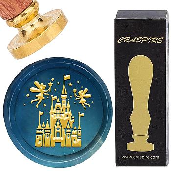 Brass Wax Seal Stamp with Wood Handle, for DIY Scrapbooking, Castle, 25mm