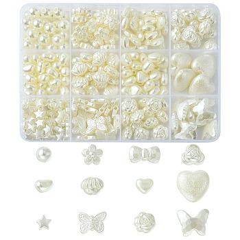 247Pcs ABS Plastic Imitation Pearl Beads Sets, Seashell Color, 6~17x7.5~16x4~8mm, Hole: 1.4~2.3mm