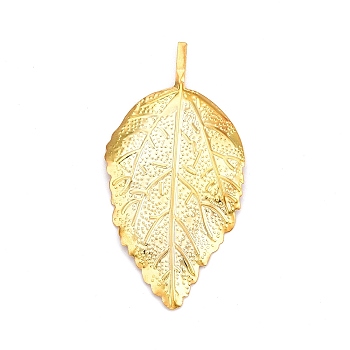 Iron Cabochons, Etched Metal Embellishments, Leaf, Golden, 66x34x4mm