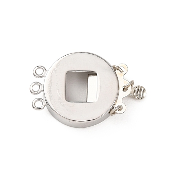 Brass Box Clasps Findings, Flat Round, Platinum, 26.5x17.5x8~9mm, Hole: 1mm