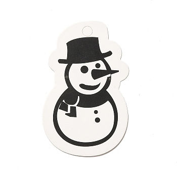 Christmas Theme Paper Earring Display Cards with Hanging Hole, Snowman Pattern, 8x5x0.05cm, Hole: 1.5mm