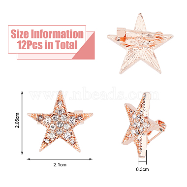 12Pcs Star Brooch Pin(JEWB-FH0001-43)-2