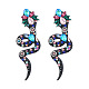 Sparkling Rhinestone Snake Dangle Stud Earrings(EJEW-PW0003-09A)-1