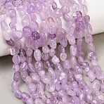 Natural Lavender Amethyst Beads Strands, Nuggets, Tumbled Stone, 6~12x5~7x3.5~4.5mm, Hole: 0.7~0.8mm, about 21~24pcs/strand, 7.87''~8.39''(20~21.3cm)(G-K395-B09-01)