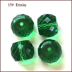 K9 Glass, Imitation Austrian Crystal Beads, Grade AAA, Faceted, Drum, Green, 11x9.5mm, Hole: 0.9~1mm(SWAR-F064-12x10mm-15)