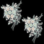 Polyester Acrylic Rhinestones Applique embroidery ABS Sequins, Iron Base, Flower, Aqua, 400x290x5.5mm(FIND-WH20019-165B-06)