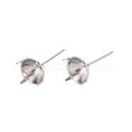 Non-Tarnish 316 Surgical Stainless Steel Stud Earring Setting, Fit for Rhinestone, Stainless Steel Color, Fit for 7mm Rhinestone, 16x8mm, Pin: 0.6mm(STAS-S117-023D)