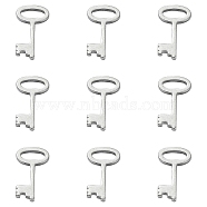 304 Stainless Steel Charms, Key, Stainless Steel Color, 9x5x1mm, Hole: 3.5x1.5mm(STAS-CJC0008-14P)